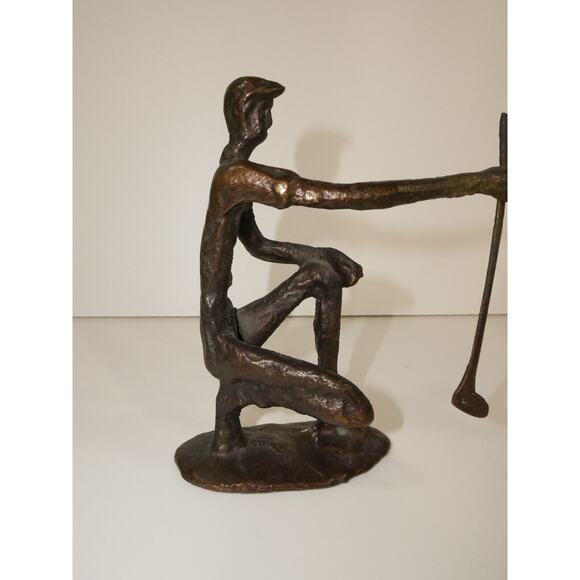Vintage Bronze Golfer Lining Up Putt Decorative Figurine - Picture 2 of 10